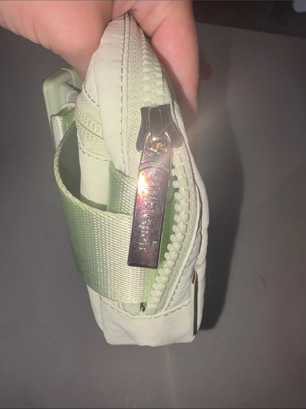 lululemon athletica Kohlrabi green belt bag with gold accents NWT